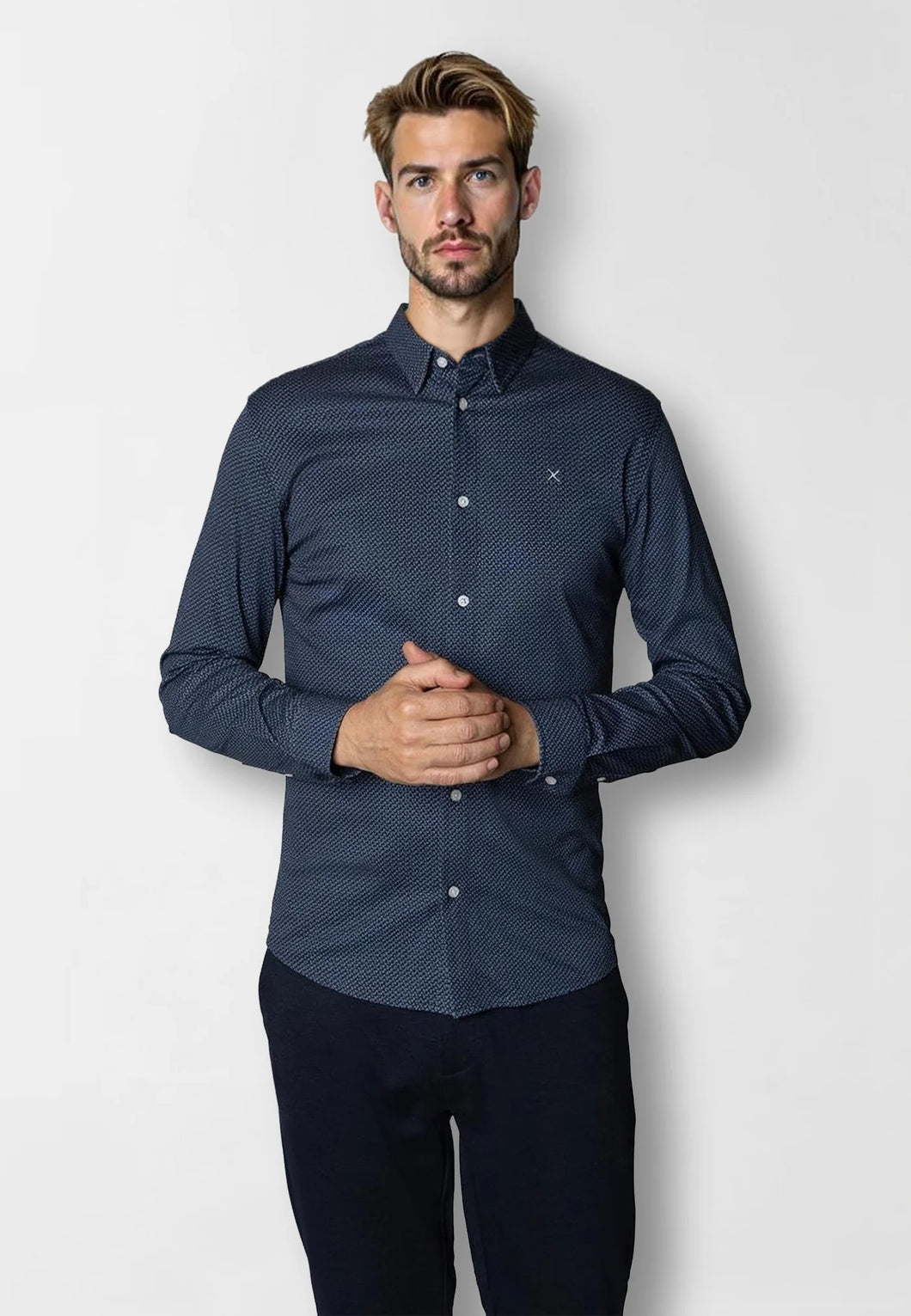 Clean Cut Copenhagen Clean Formal AOP Shirt Navy