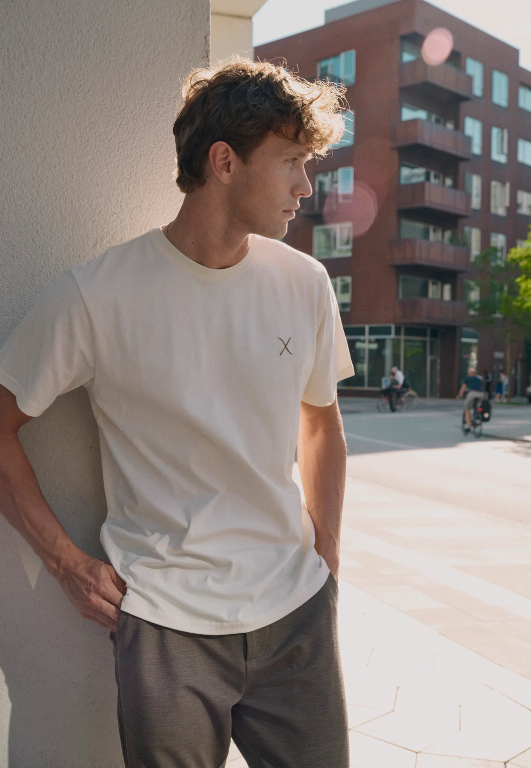 Clean Cut Copenhagen Cross Logo Tee Ecru