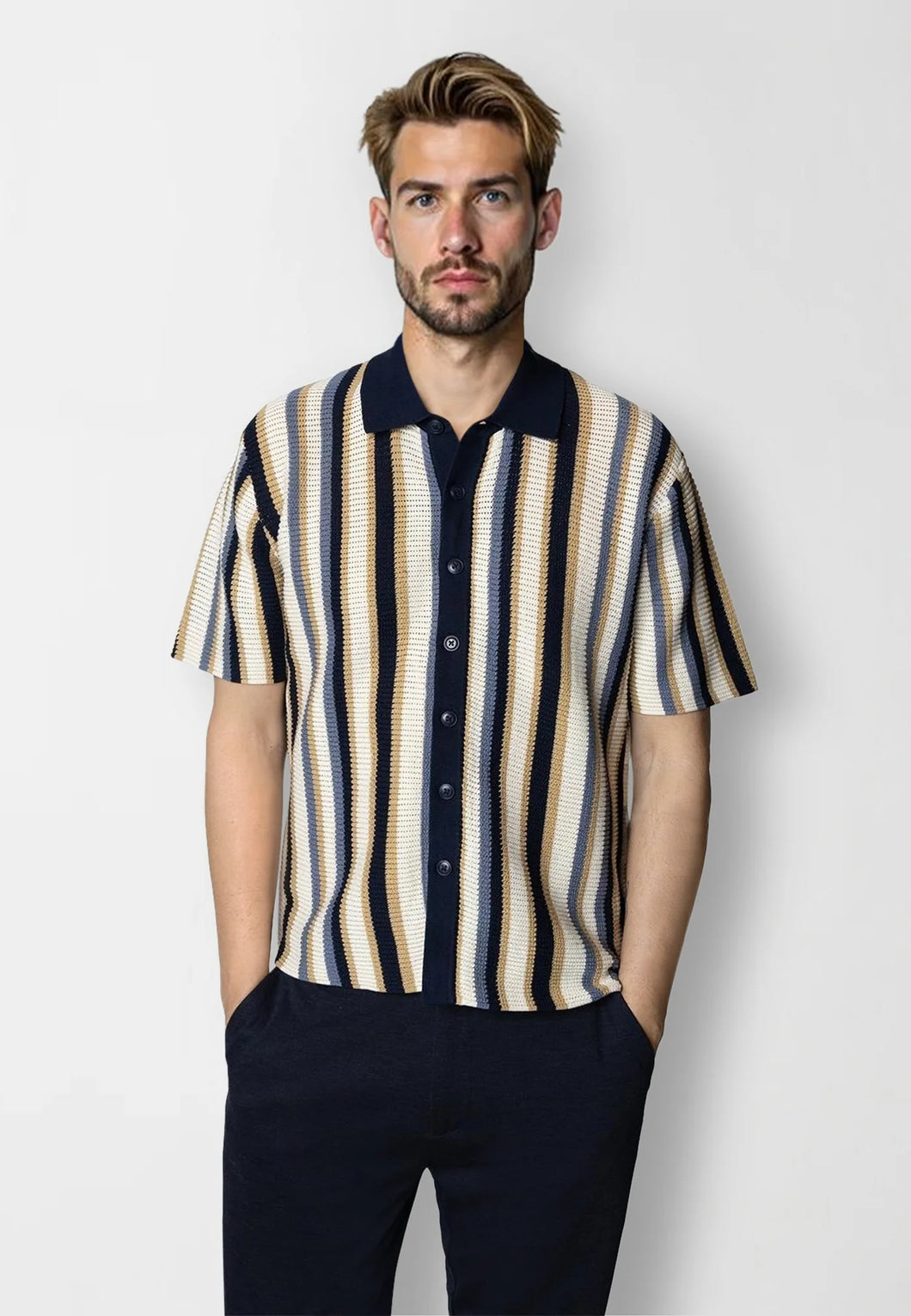 Clean Cut Copenhagen Daniel Shirt Blue / Ecru Stripe
