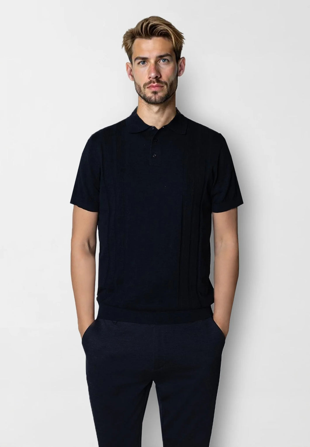 Clean Cut Copenhagen Jonas Knitted Polo Navy